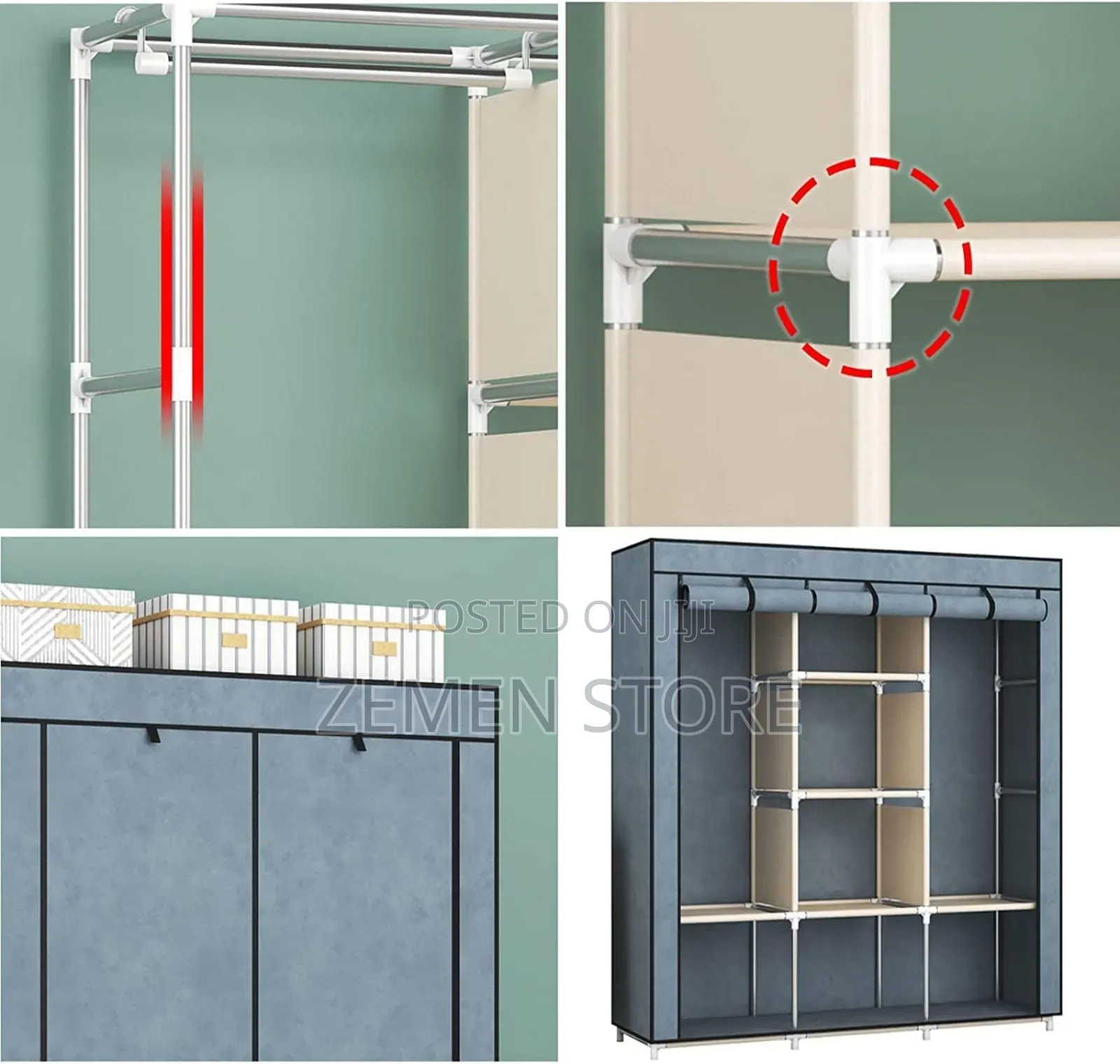 Lightweight Metal Wardrobe With Zippe Cover