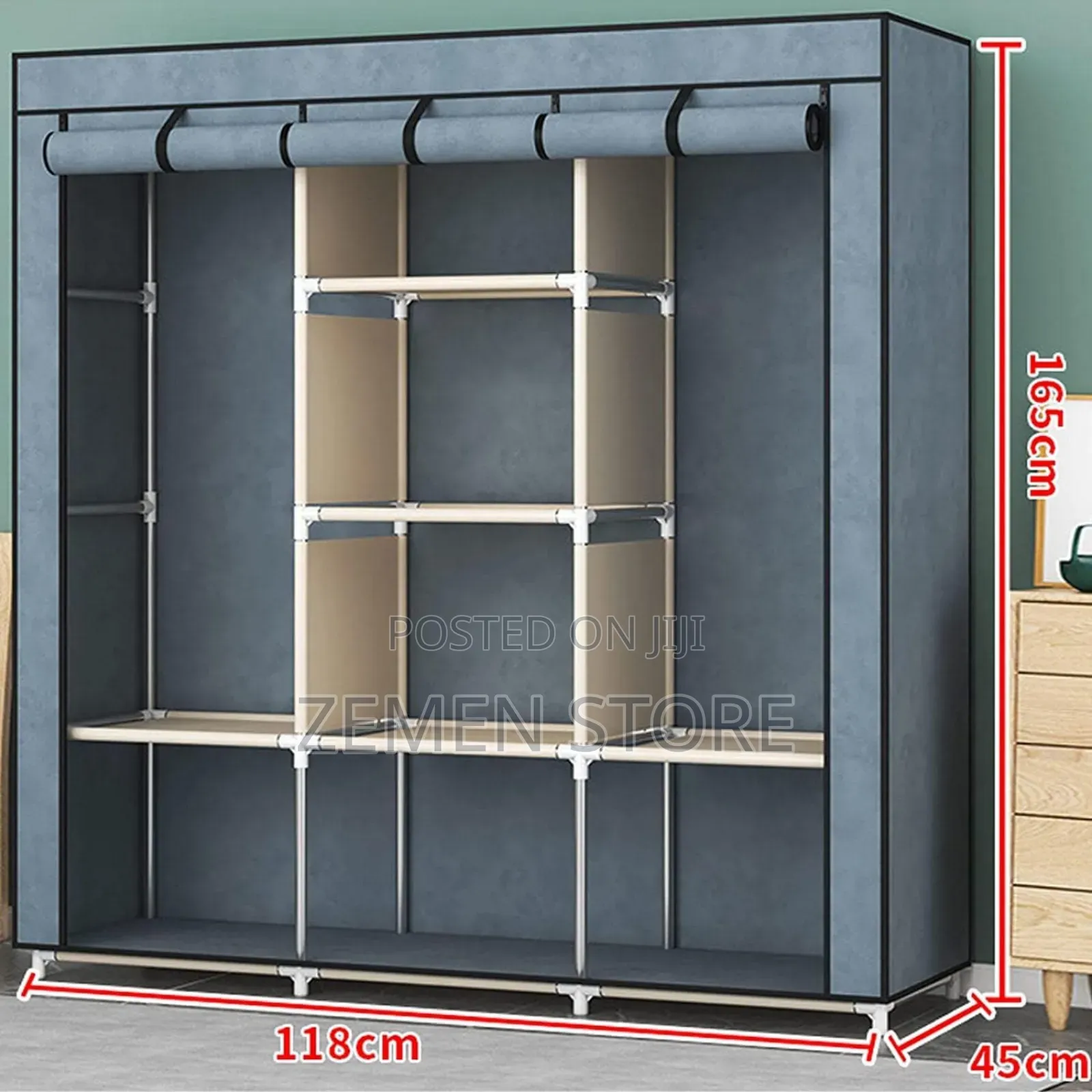 Lightweight Metal Wardrobe With Zippe Cover