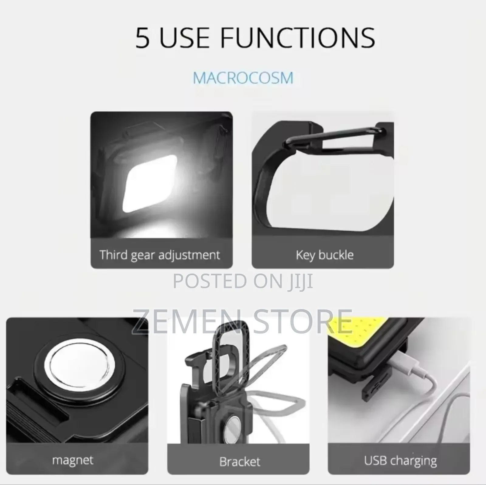 Rechargeable Mini LED Keychain Light 3-in-1