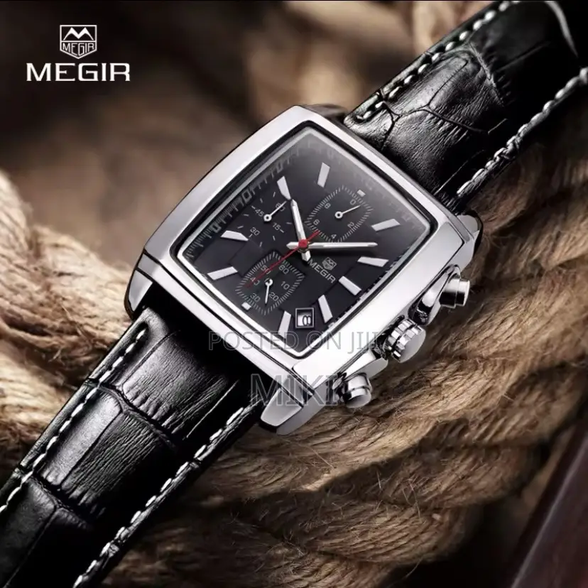 Megir Trendy Men’S Fashion Black Leather Watch