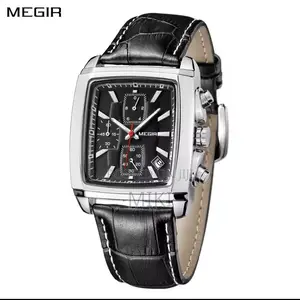 Megir Trendy Men’S Fashion Black Leather Watch