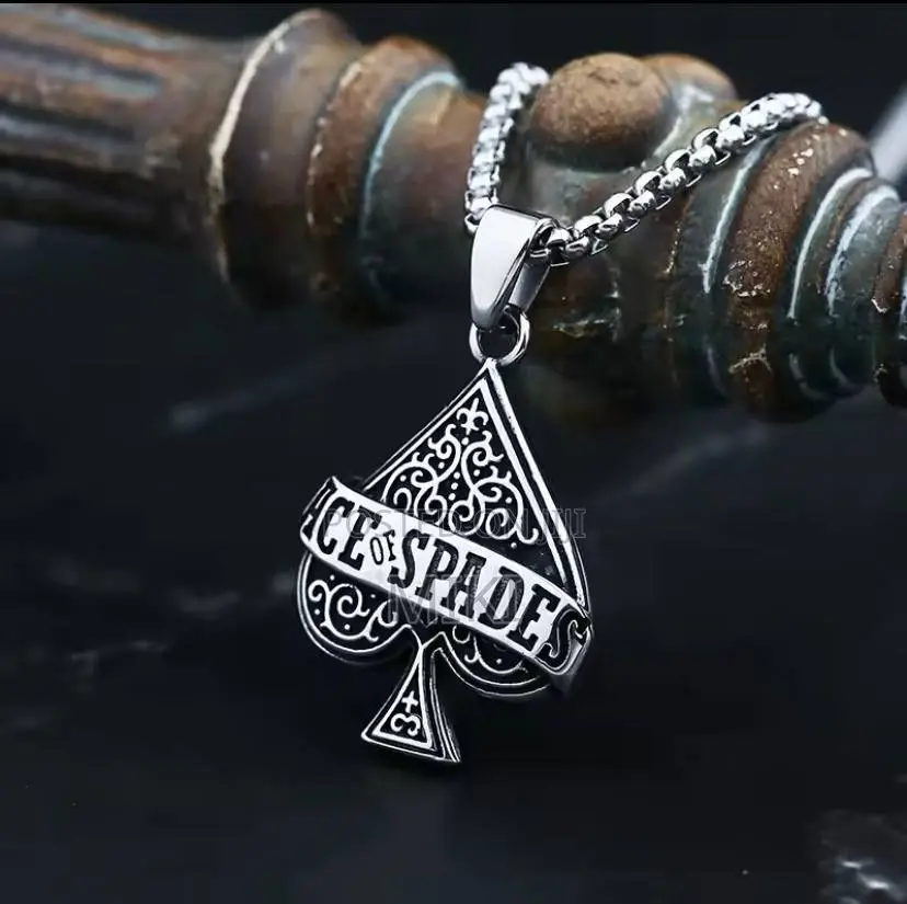 Mens Ace of Spades Chain Necklace