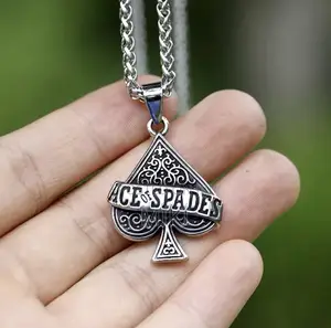 Mens Ace of Spades Chain Necklace
