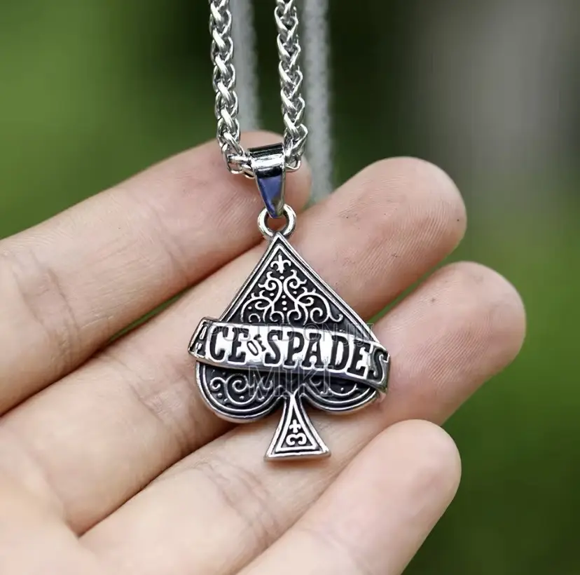Mens Ace of Spades Chain Necklace