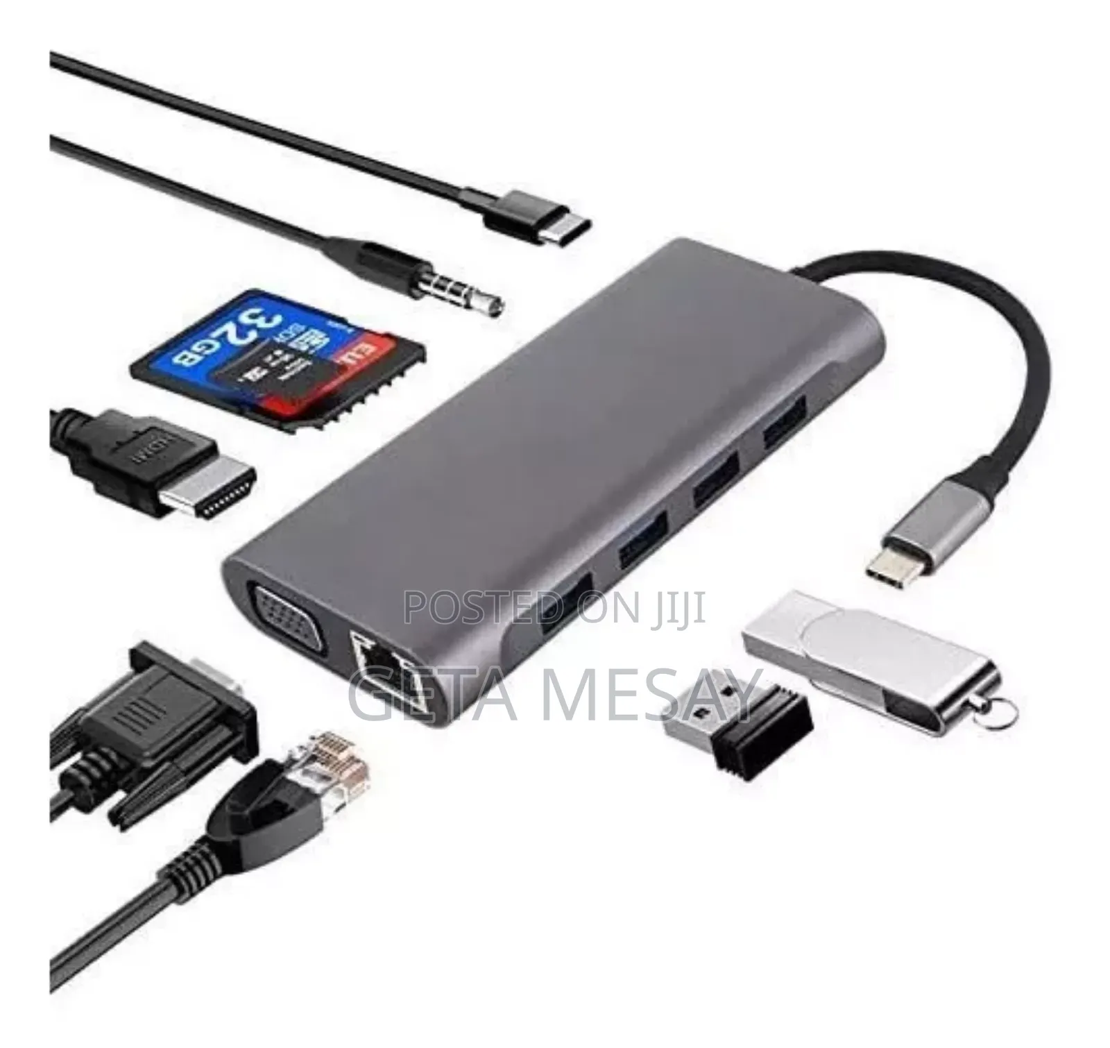 Usb Hub 11-in-1 Vga, Lan, 4 Usb, Sd Card, Hdmi and Type-C Hub