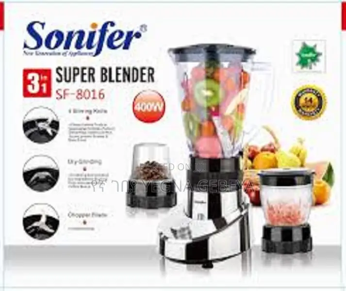 3 In1 Sonifer 400w Electric Super Blender Mixer Sf-8016