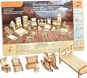 Photo - Laser Cut Wooden 3d Dollhouse Furniture Puzzle Set - 34 PCS