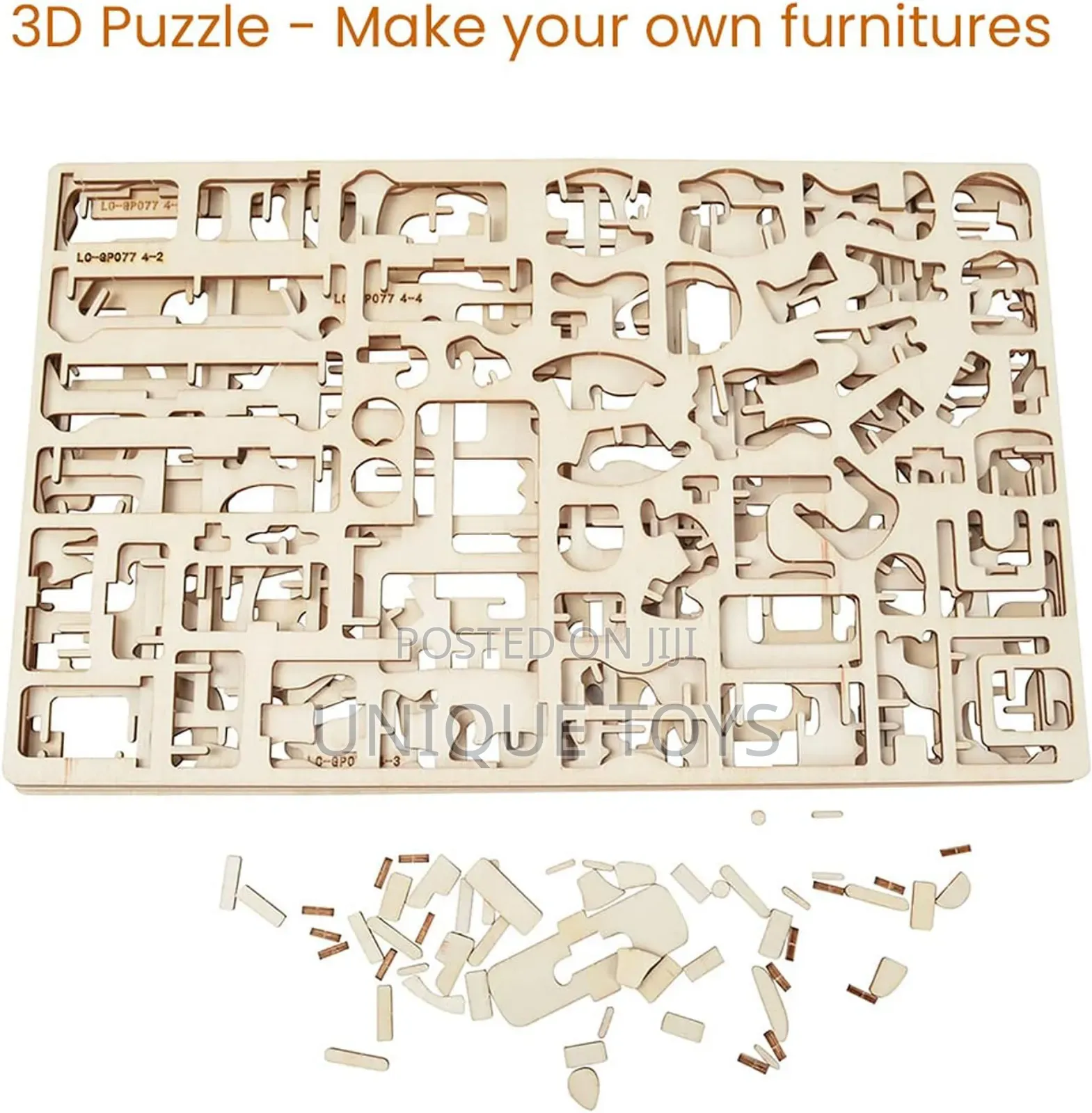 Laser Cut Wooden 3d Dollhouse Furniture Puzzle Set - 34 PCS