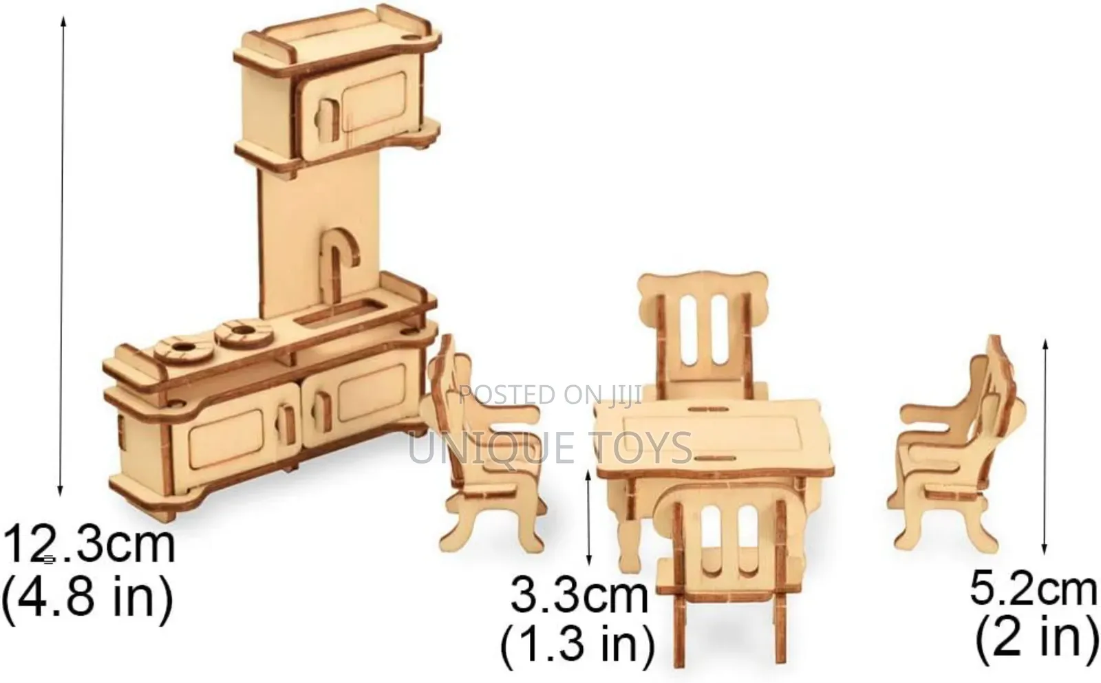 Laser Cut Wooden 3d Dollhouse Furniture Puzzle Set - 34 PCS
