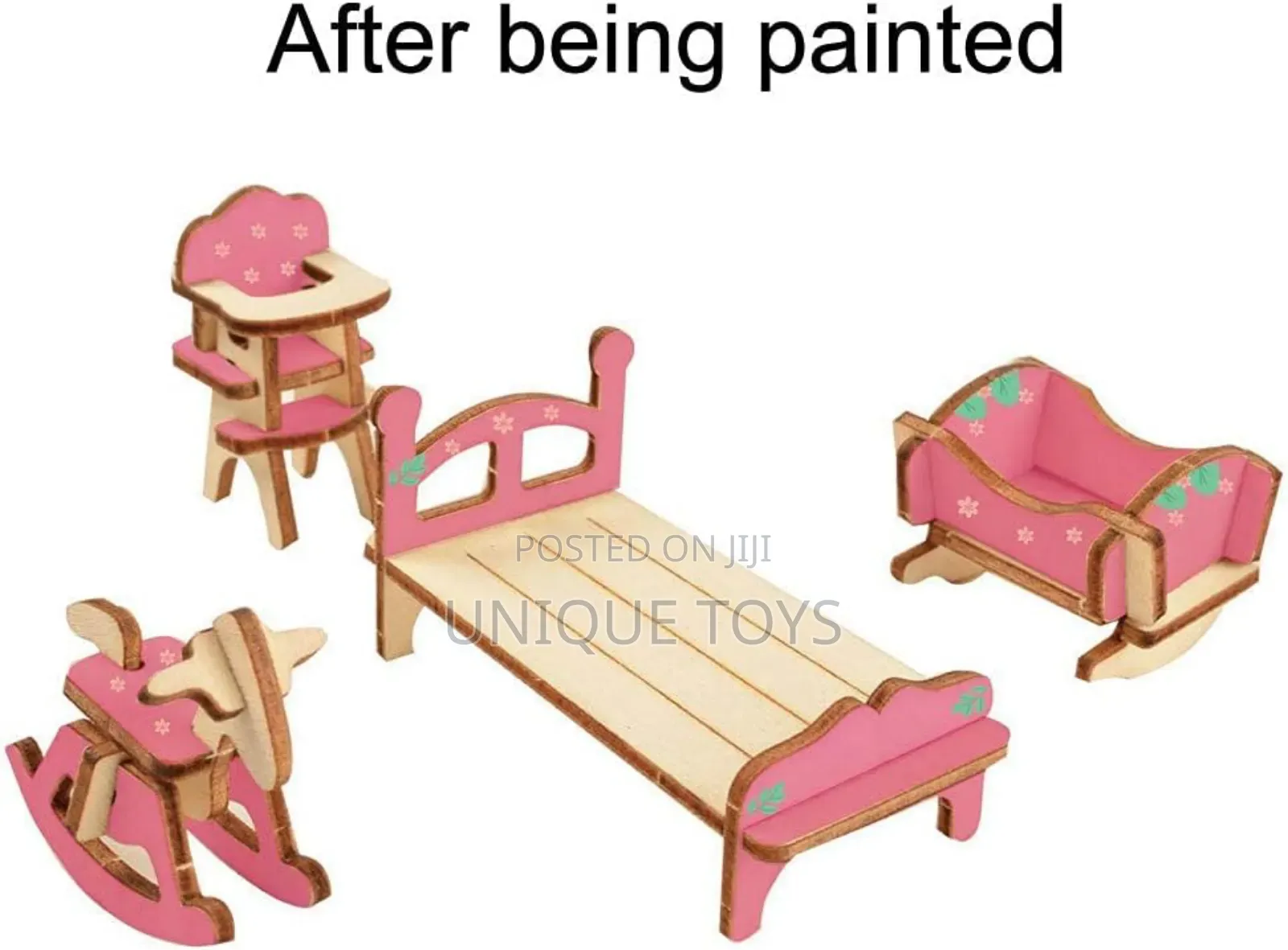 Laser Cut Wooden 3d Dollhouse Furniture Puzzle Set - 34 PCS