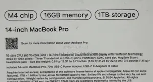 New Laptop Apple MacBook 16GB Apple M4 Pro SSD 1T