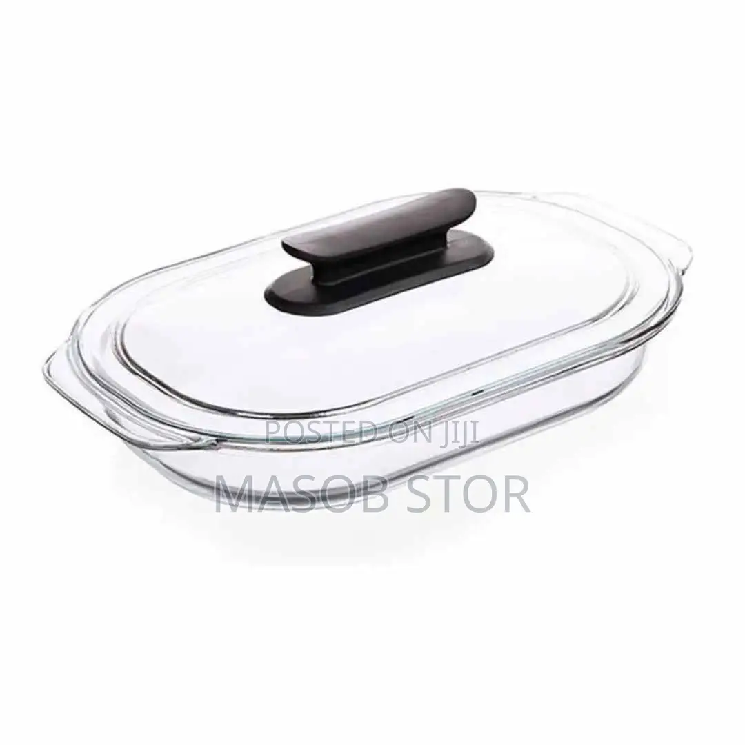 Tempered Glass Bakeware ባለ መስታወት ክዳን Oval ፖትራ