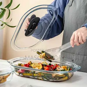 Tempered Glass Bakeware ባለ መስታወት ክዳን Oval ፖትራ