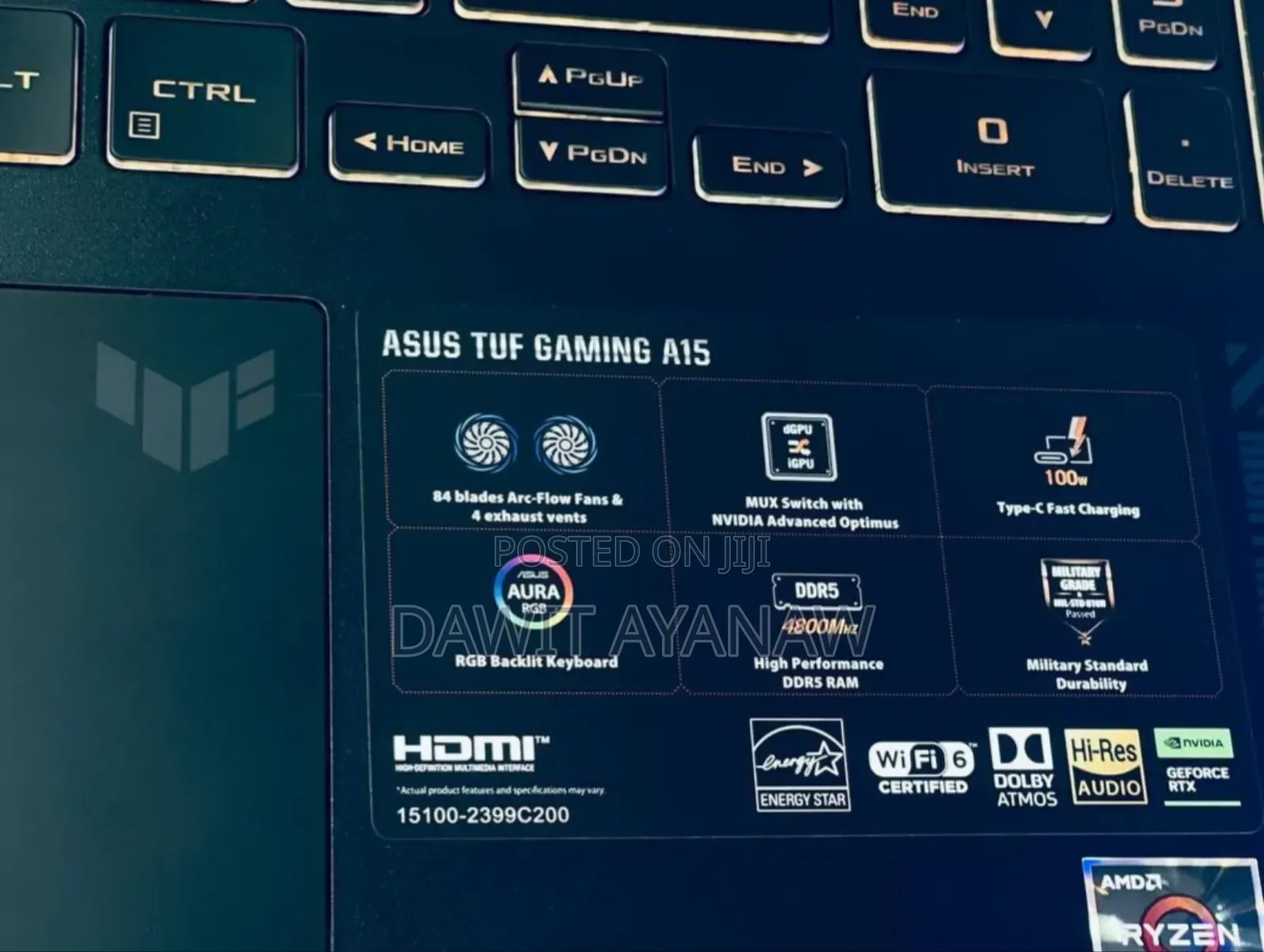 New Laptop Asus TUF Gaming A15 16GB AMD Ryzen 7 SSD 512GB