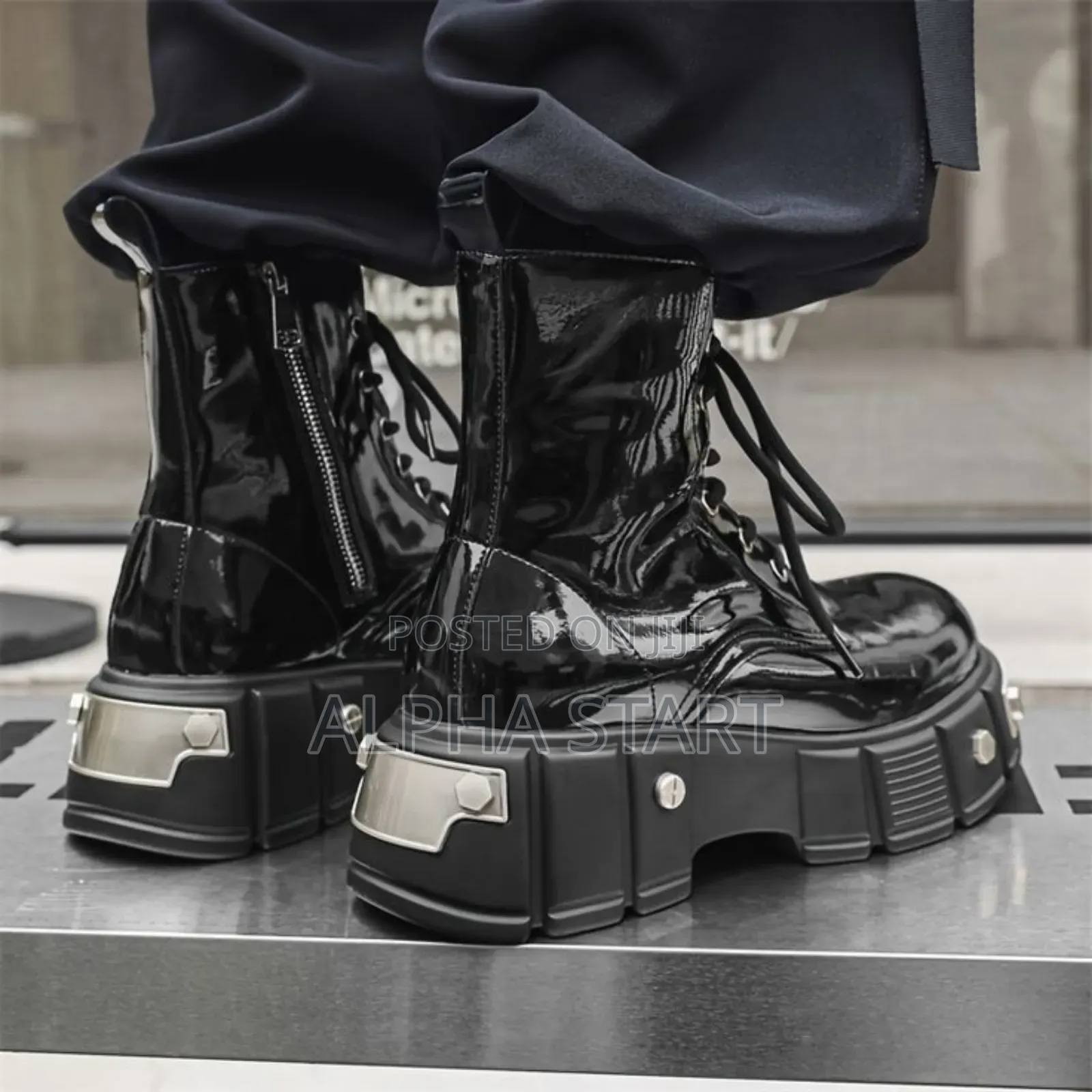 Matte Black High Top Men’S Leather Shoes