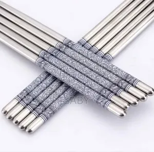5pairs Stainless Still Reusable Chopsticks