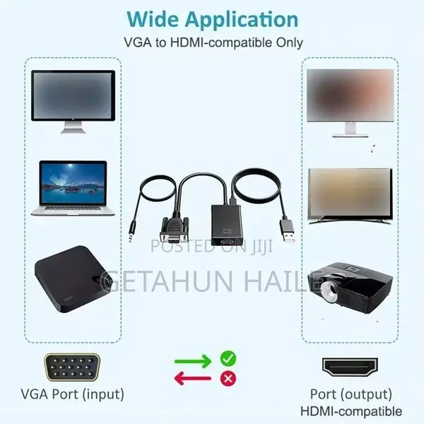 Vga to Hdmi (Vga Male to Hdmi Female Audio Video Converter )