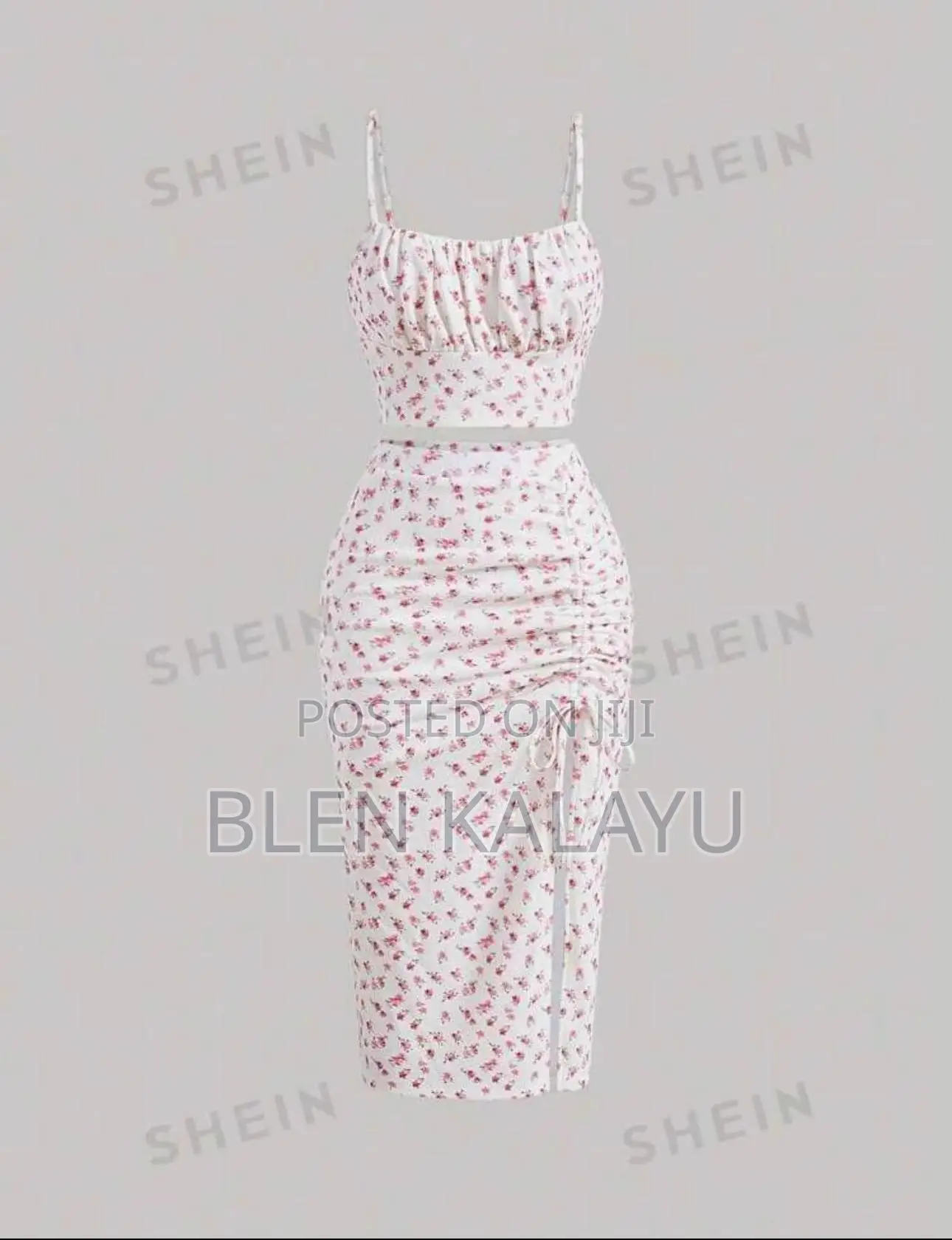 SHEIN MOD Ditsy Floral Print Cami Top Split Thigh Skirt