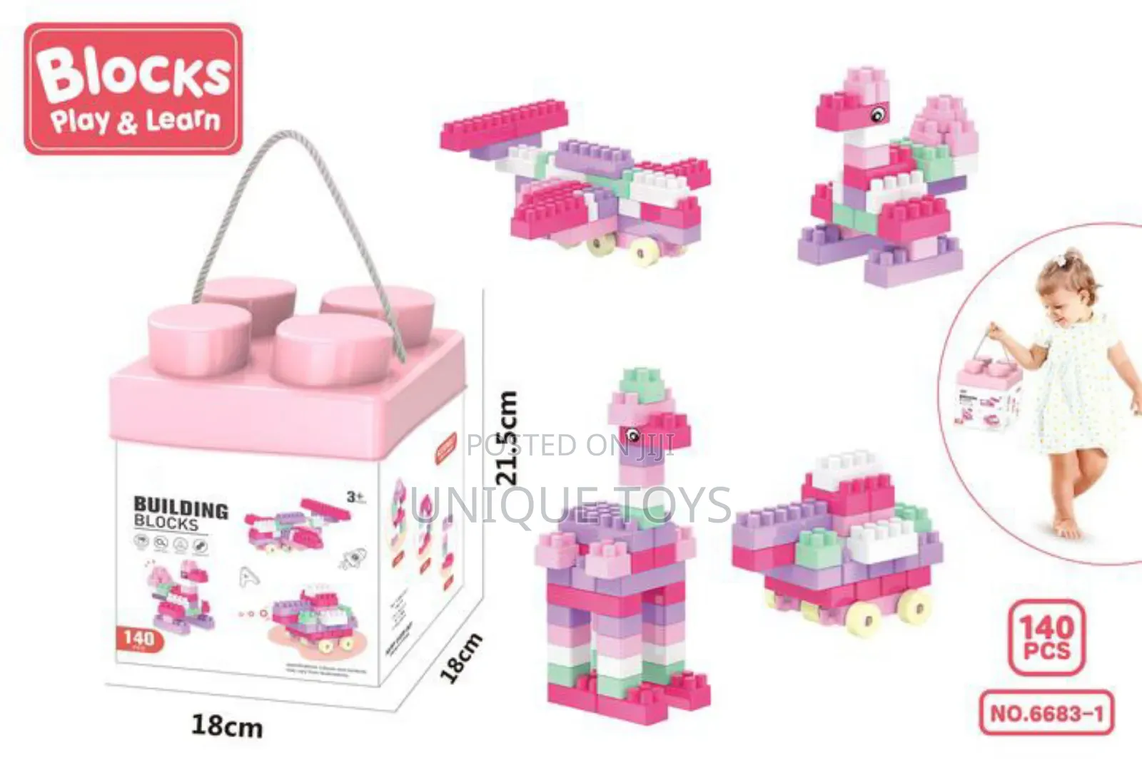 Construction Cubes Set, 140 Pieces - Play and Learn