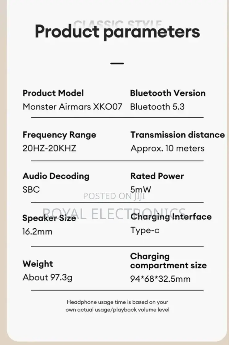 Monster Airmars V5.3 Clear, High-Definition Calls Earbuds