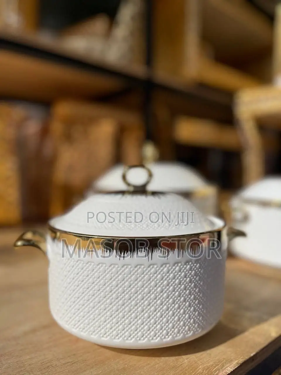 ባለ ሶስት ሸክላ ጎልደን ጠርዝ የወጥ ሳህን