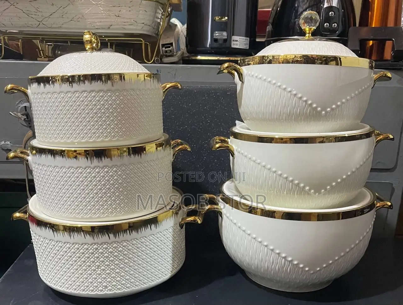 ባለ ሶስት ሸክላ ጎልደን ጠርዝ የወጥ ሳህን