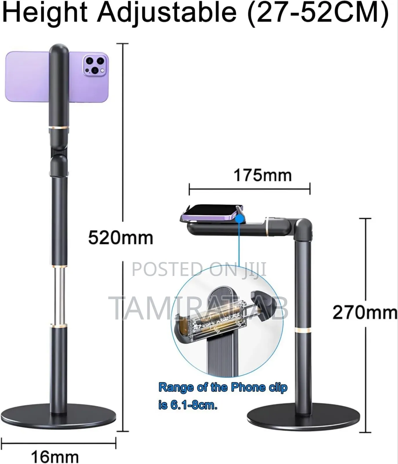 Overhead Phone Mount, Height And Angle Adjustable