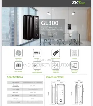 ZKT Tempered Glass Smart Lock With Remote Control