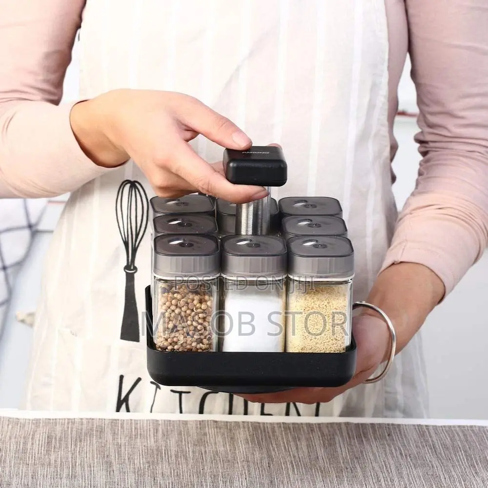 8pcs Rotating Spice Rack የጥራጥሬ ማስቀመጫ