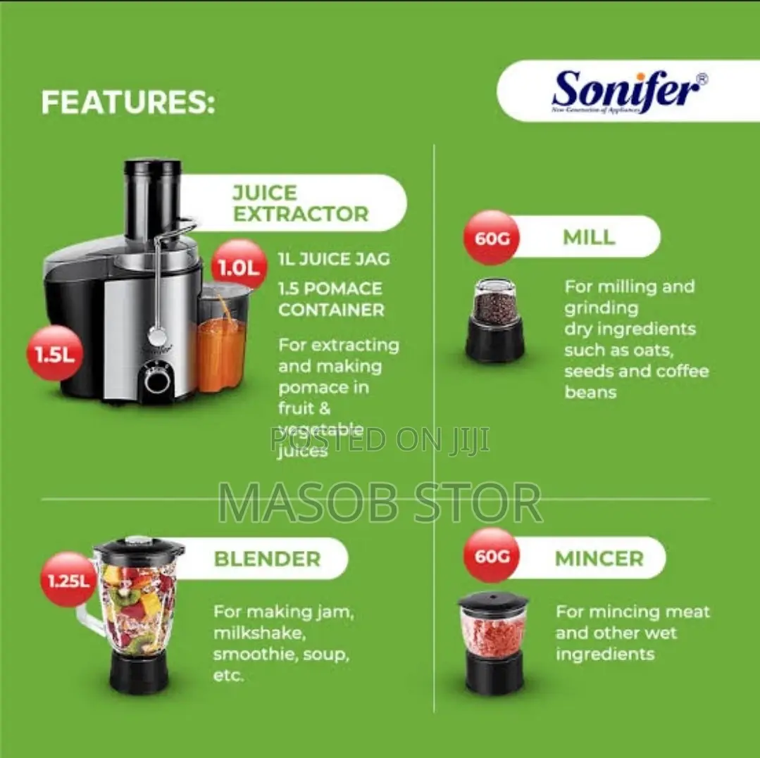 Sonifer Juicer Blender / ብርቱካን ካሮት አፕል አናናስ ጁስ ይሰራል ፋይበሩን