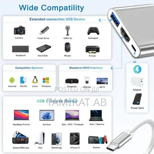 3in1 USB-C Adapter With PD Charging, HDMI USB3.0
