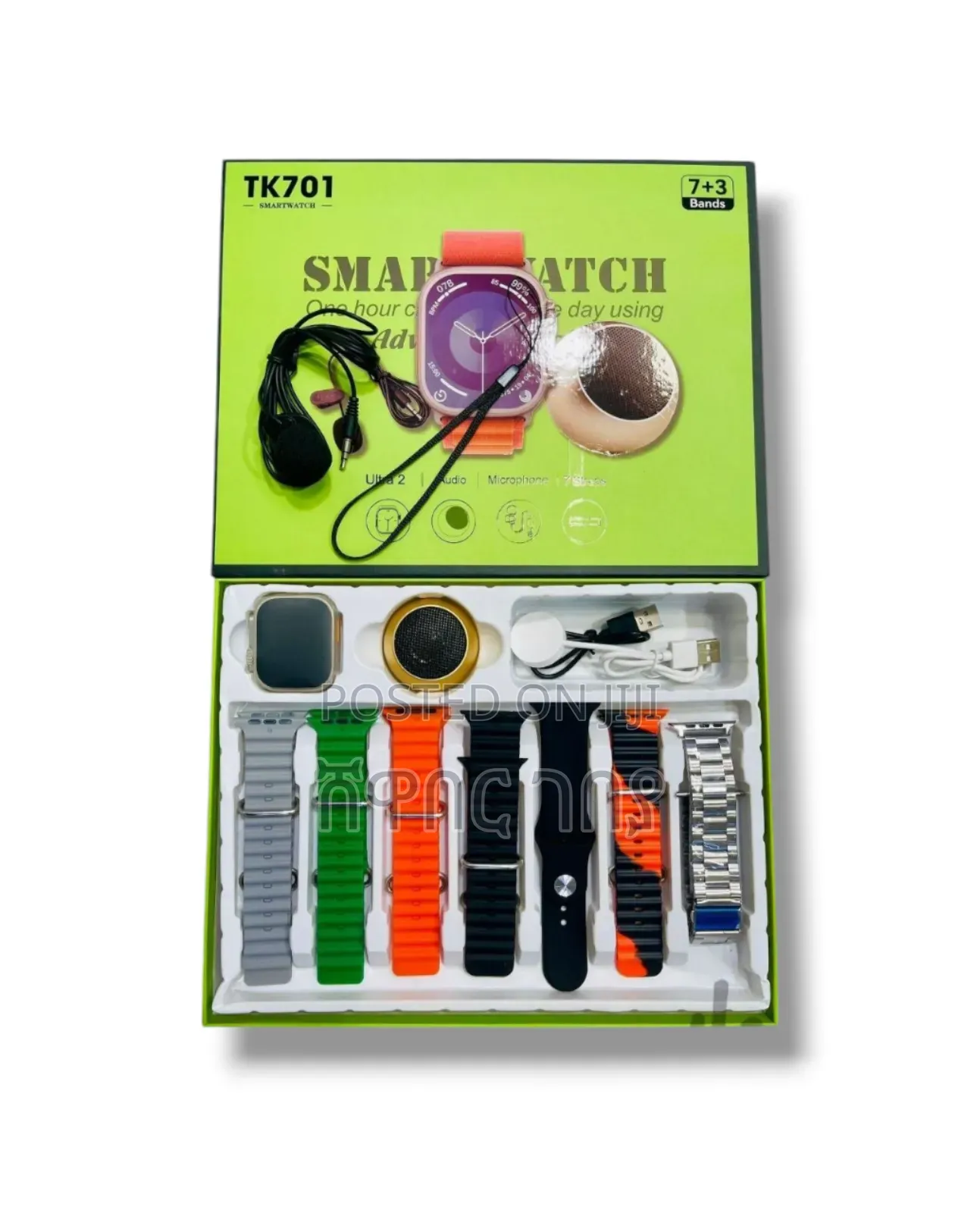 Tk701 Smartwatch With 7 Straps + Mini Speaker + Microphone