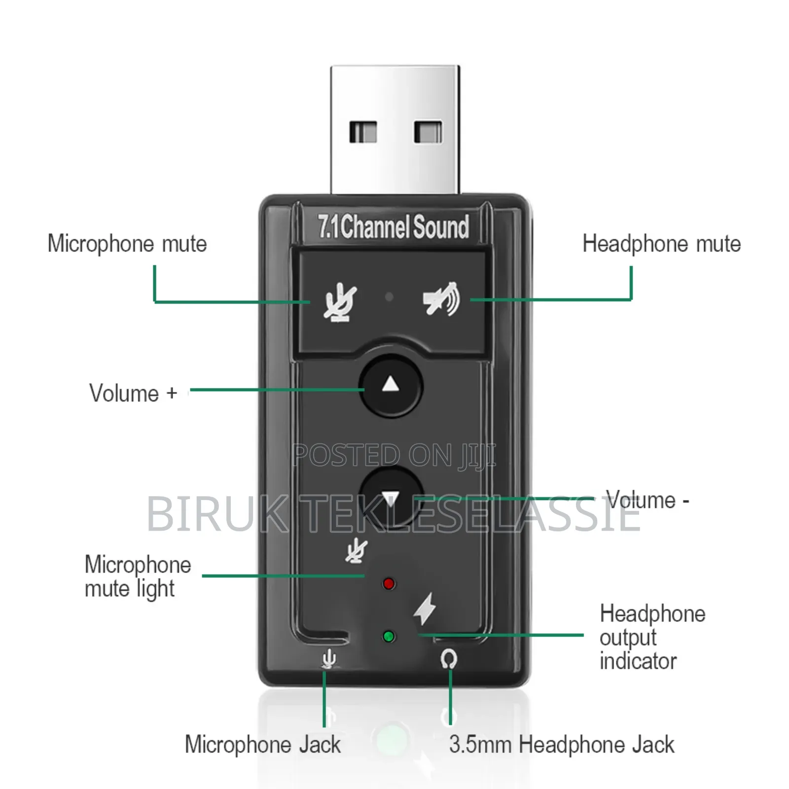 External Usb Sound Card 7.1 Channel 3d With 3.5mm Headset Mic