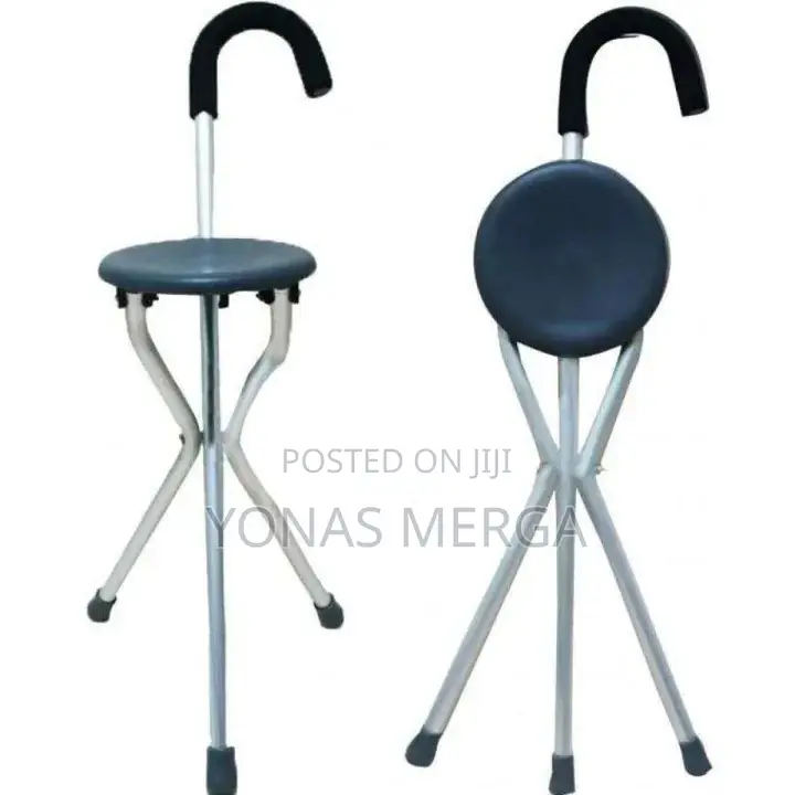 2 In 1 Portable Cane With Seat Folding Walking Stick煾kezera