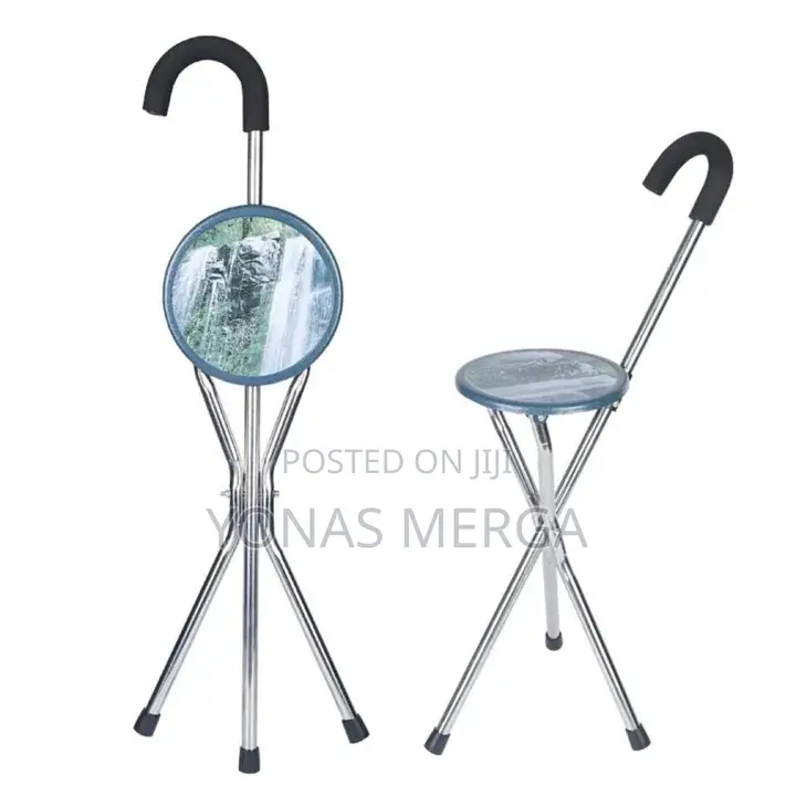 Walking Stick彲portable Folding Outdoor Chair - Crutch Style