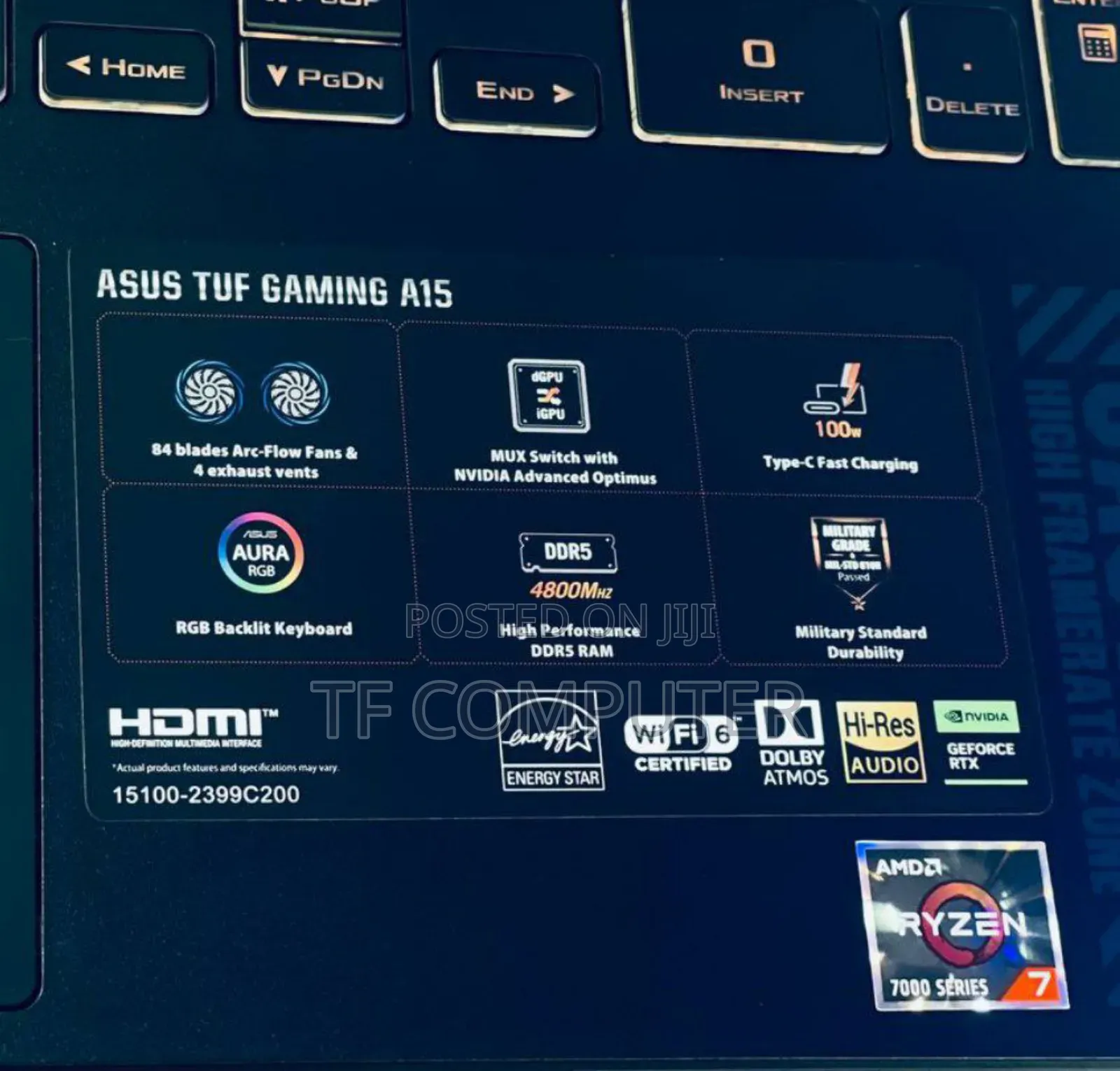 New Laptop Asus TUF Gaming A15 16GB AMD Ryzen 7 SSD 512GB