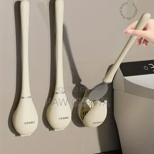 Wall-Mounted Toilet Cleaning Brush With Brush Holder