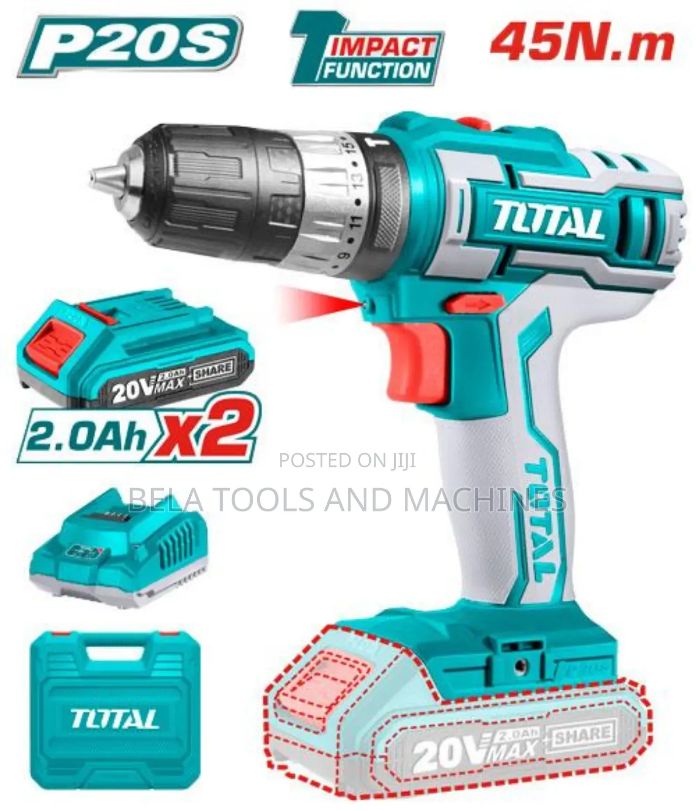 Total 20v Cordless Chargeable Drill