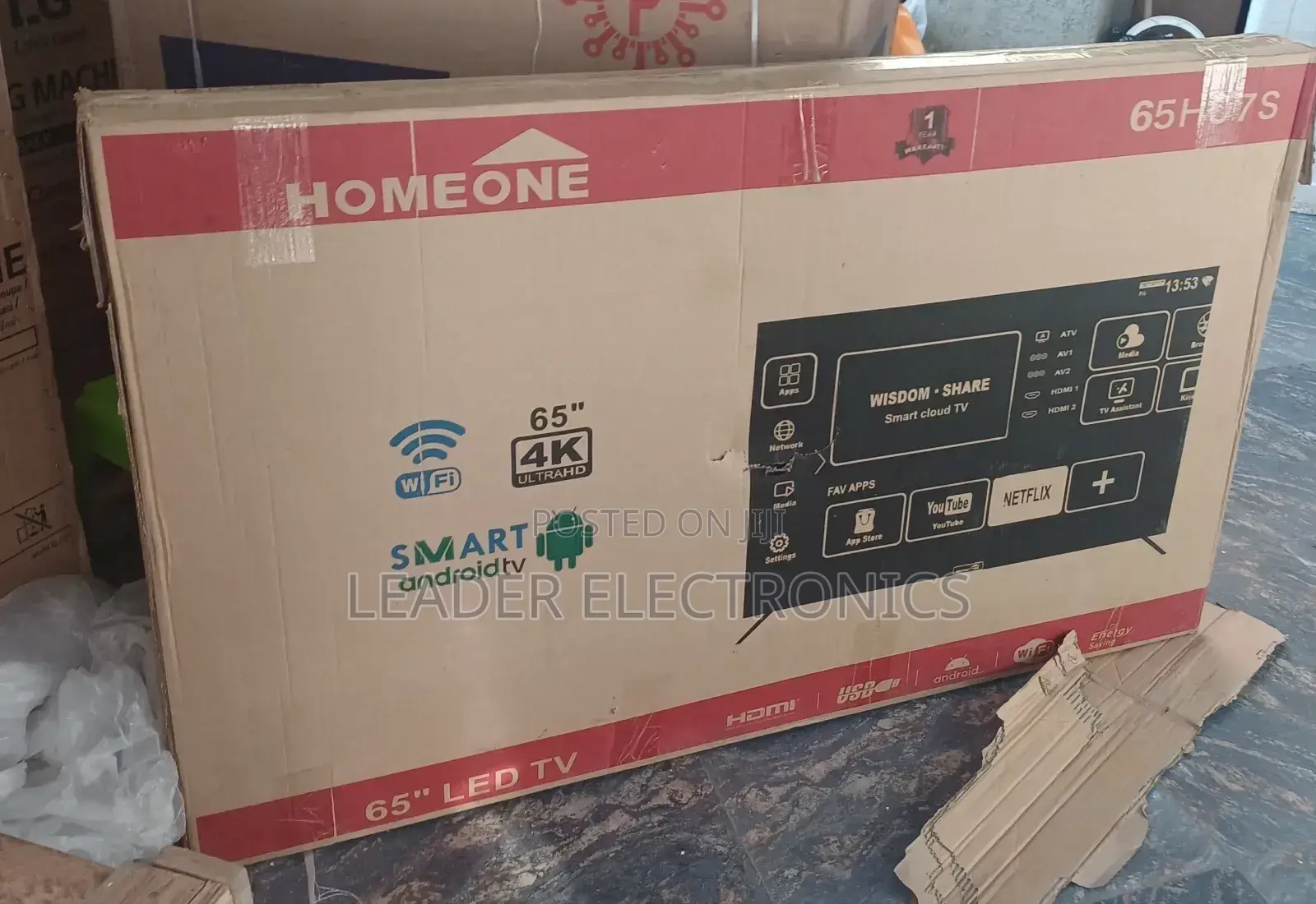 Homeone Tv 65 Inch Smart Android Tv Double Glass 4 K UHD