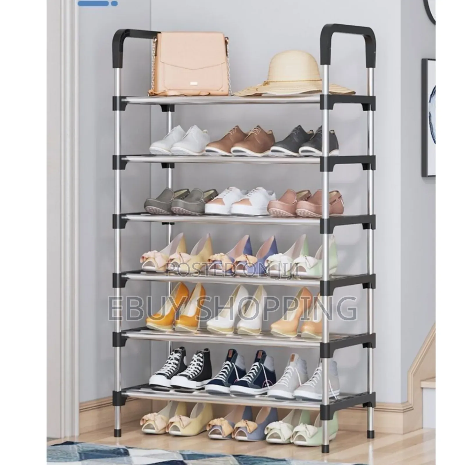 . **"Adjustable 6-Layer Shoe Shelf – Customizable Height"**