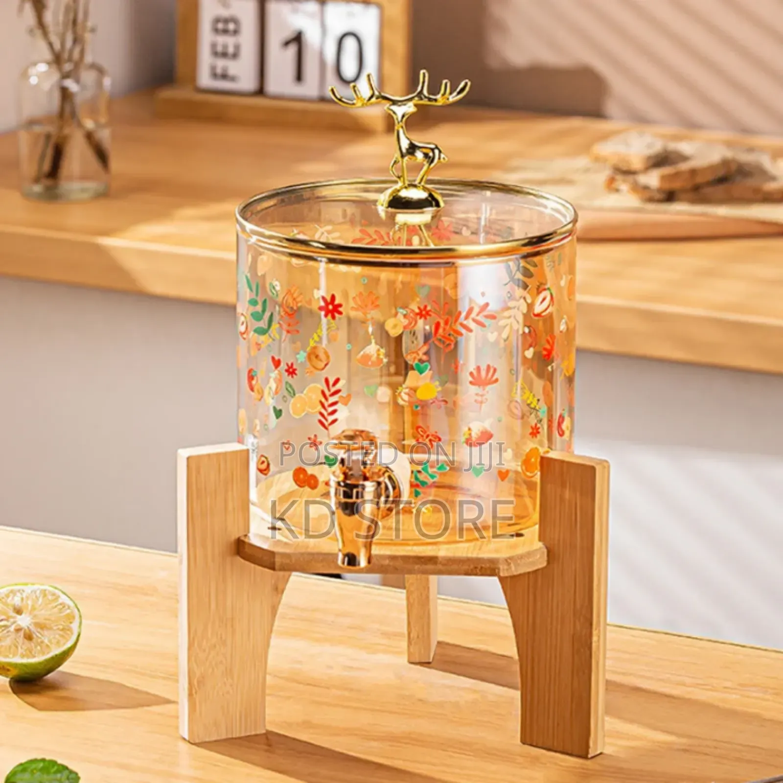 3.6L Glass Dispenser Jar With Bamboo Stand