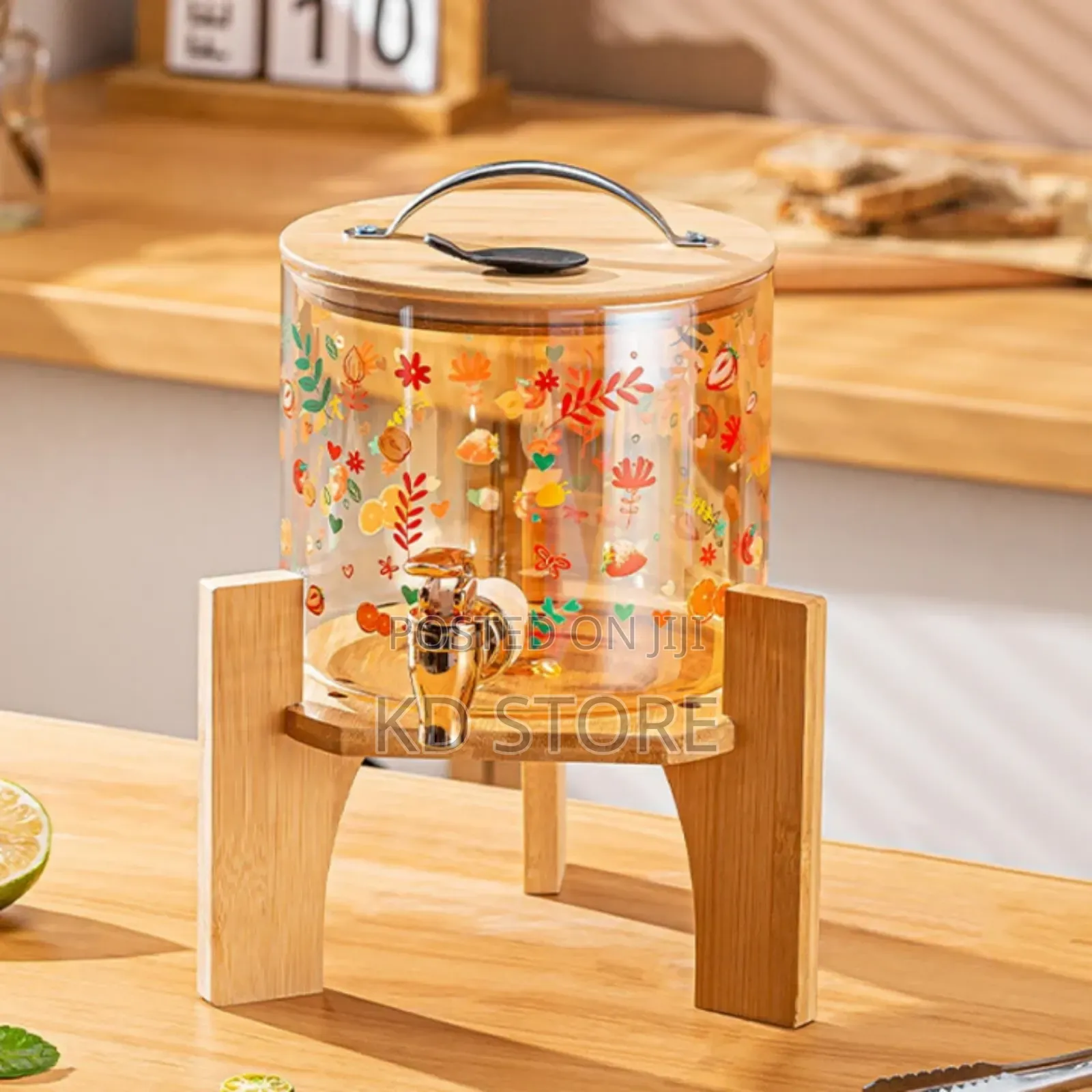 3.6L Glass Dispenser Jar With Bamboo Stand