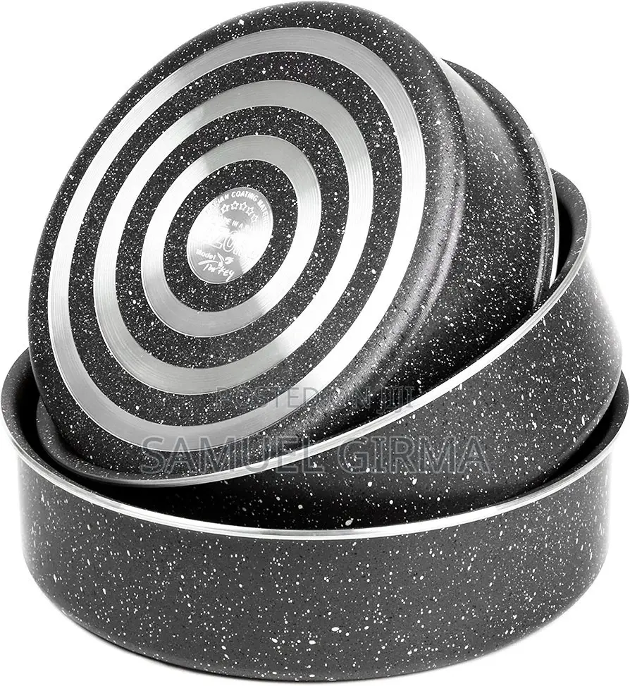 3pcs Momcoc Granite Coated Round Baking Pan