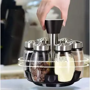 Photo - 6 Glass Bottle Rotating Spice Carousel