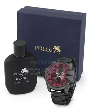 POLO AIR Men's Wristwatch and Perfume Set Combine Gift Box