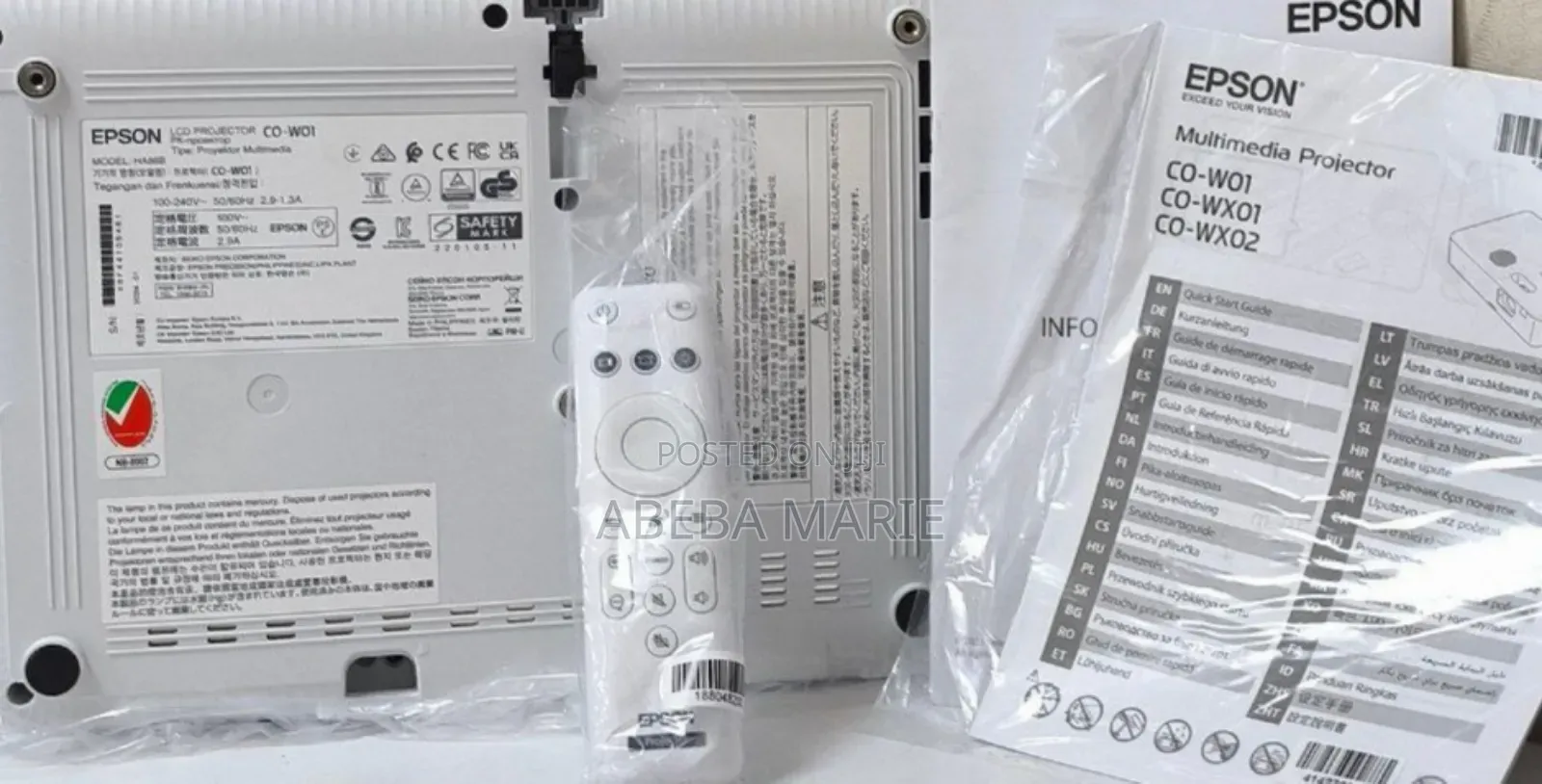 Brand New Epson Projector CO-W01 With Manual And