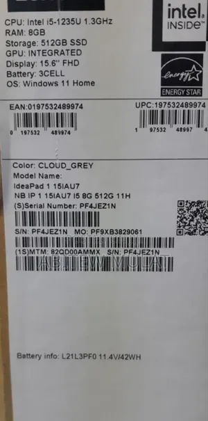 New Laptop Lenovo Ideapad 3 8GB Intel Core I5 SSD 512GB