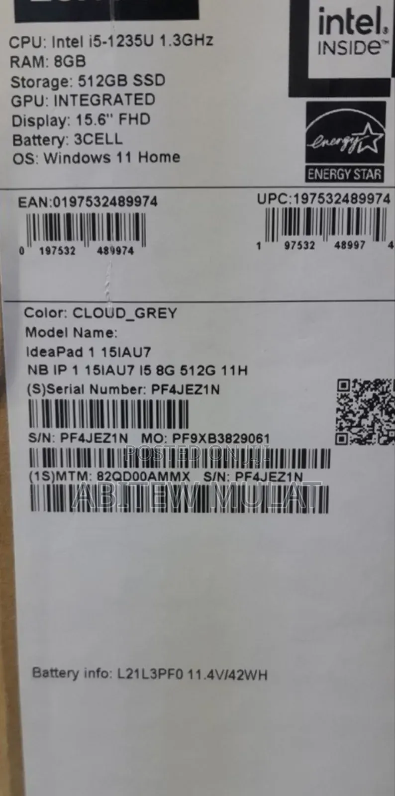 New Laptop Lenovo Ideapad 3 8GB Intel Core I5 SSD 512GB