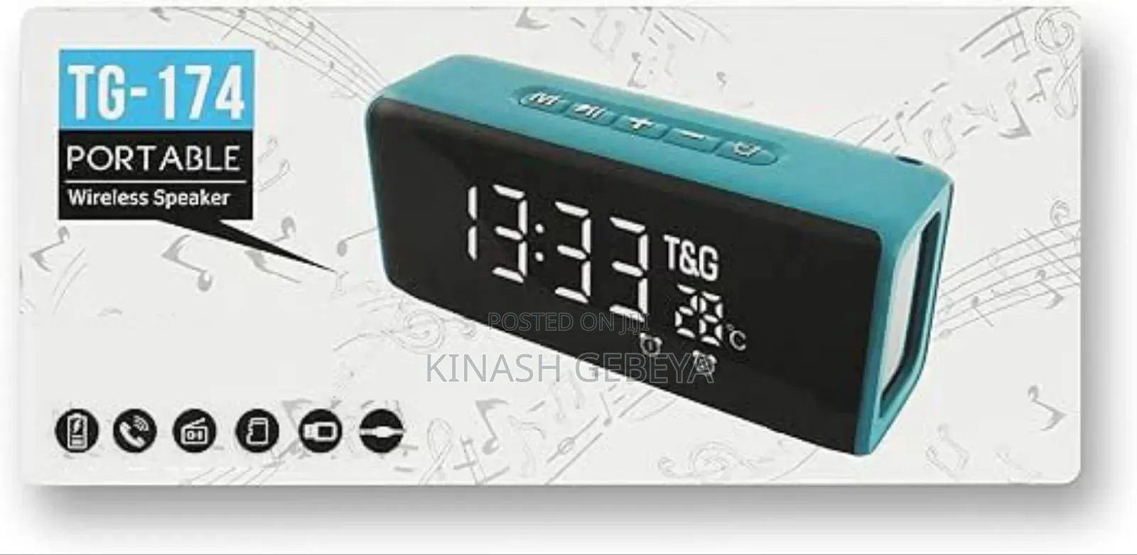 2in1 Portable Wireless Clock and Speaker