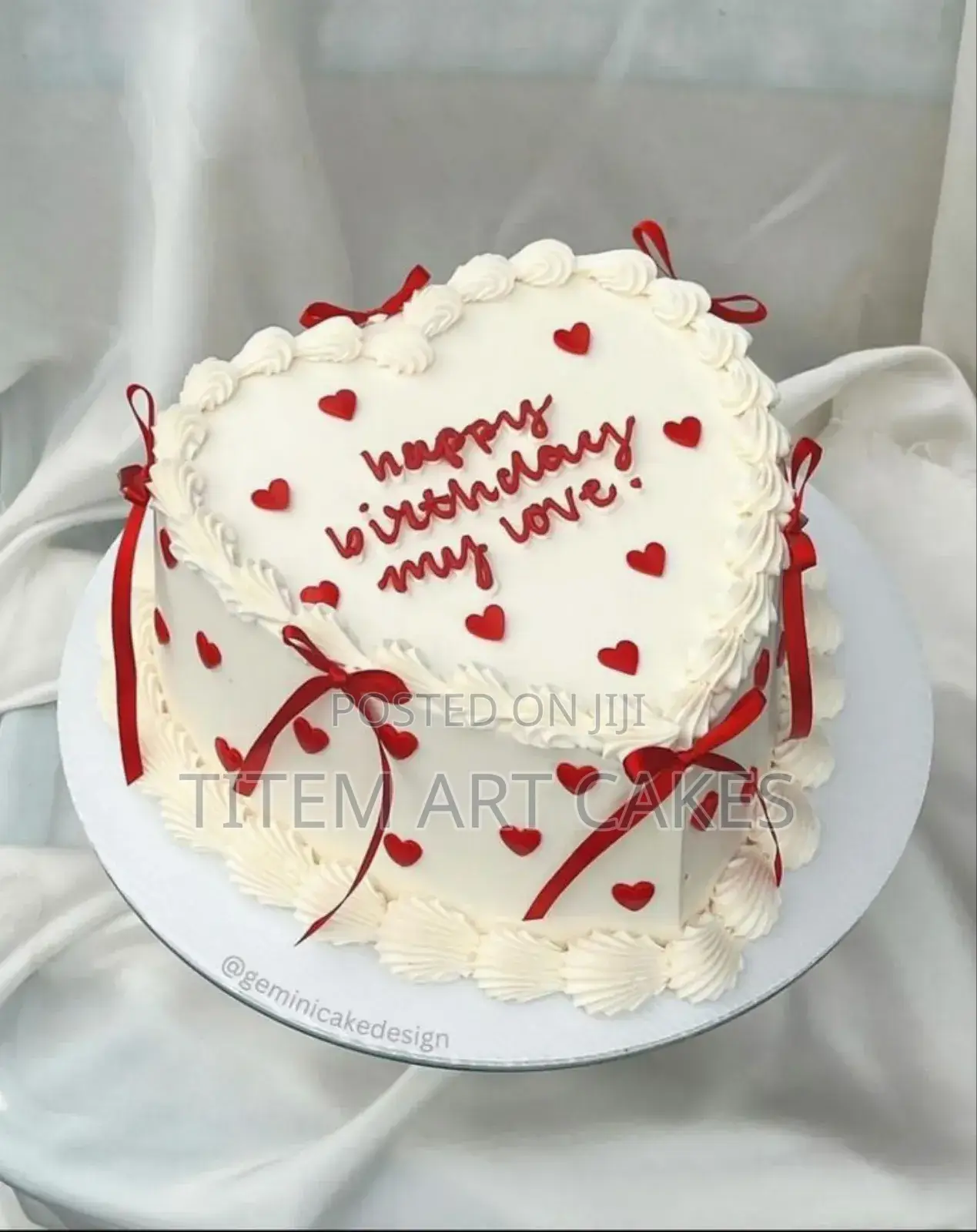 Valentine Cake White With Red